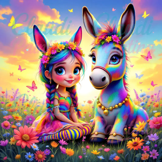 Diamond Painting Set "Blüten Freunde" - 50x50 cm - Eckig - 10 Sonderfarben