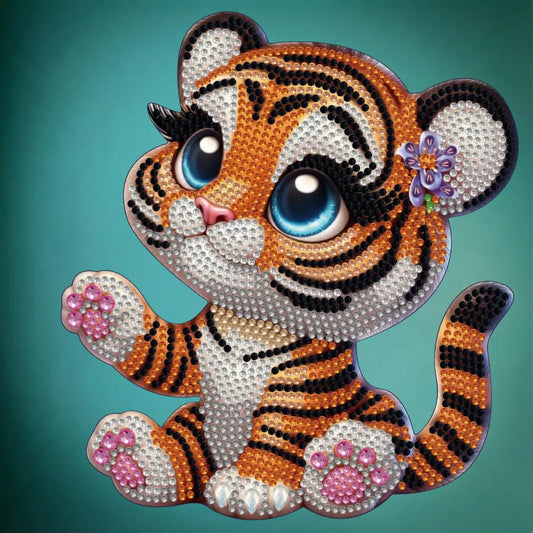 Diamond Painting Aufsteller "Baby Tiger" - 19x16,5 cm - Strass-Steine