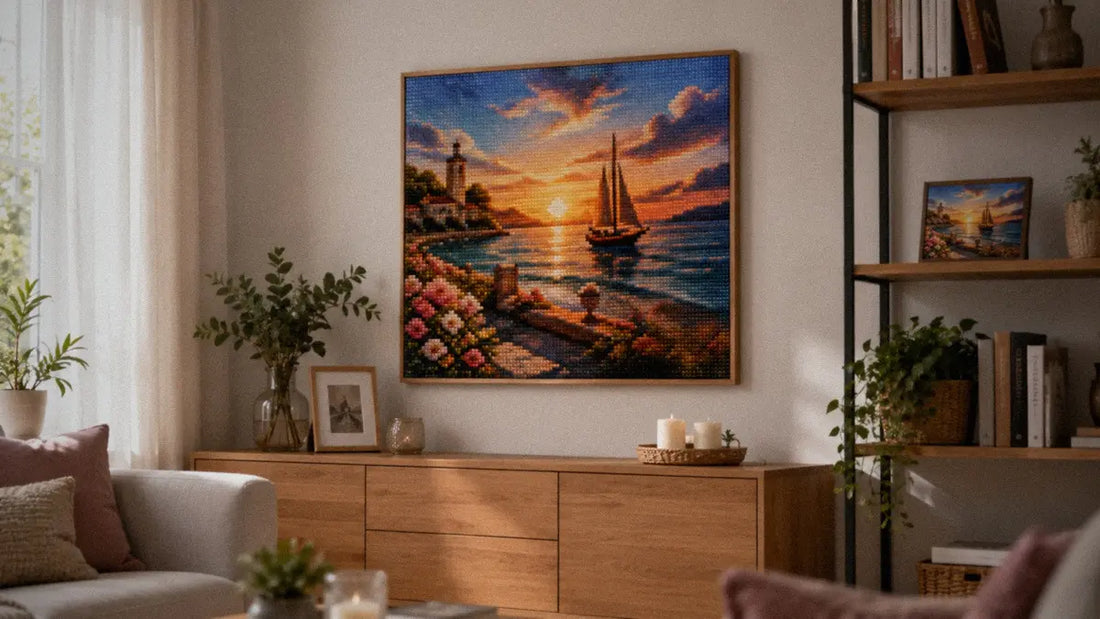 Diamond Painting Bildgroesse im Wohnzimmer