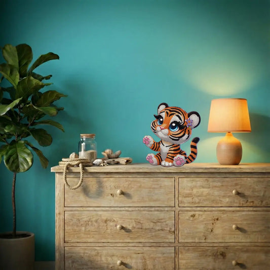 Diamond Painting Aufsteller "Baby Tiger" - 19x16,5 cm - Strass-Steine