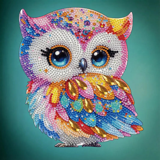 Diamond Painting Aufsteller "Bunte Eule" - 19,5x16 cm - Strass-Steine