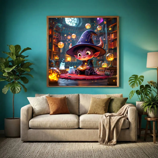 Diamond Painting Set "Mini Magier" - 50x50 cm - Eckig - 10 Sonderfarben