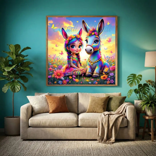 Diamond Painting Set "Blüten Freunde" - 50x50 cm - Eckig - 10 Sonderfarben